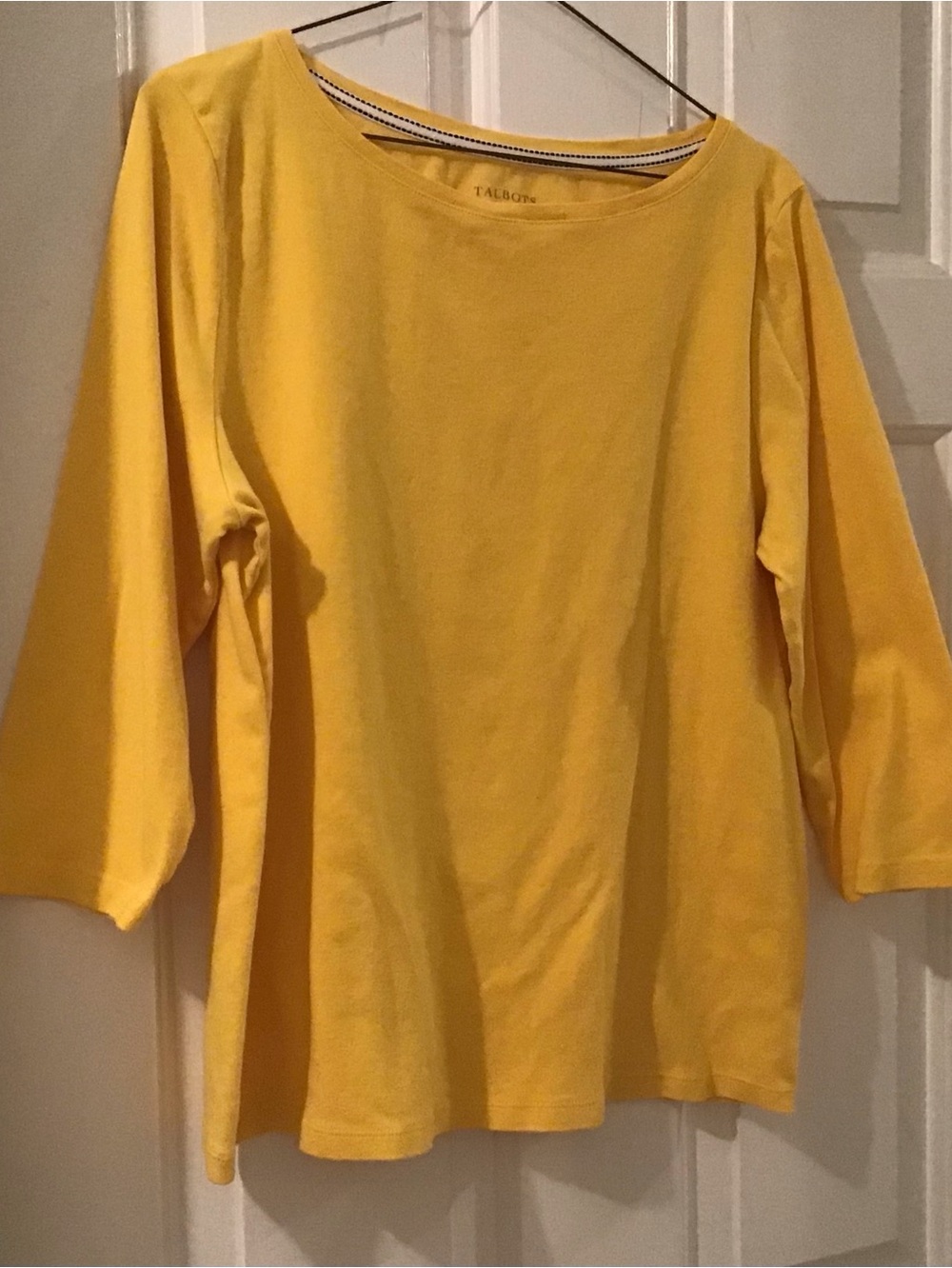 Talbots Yellow Cotton Boatneck Long Sleeve Top